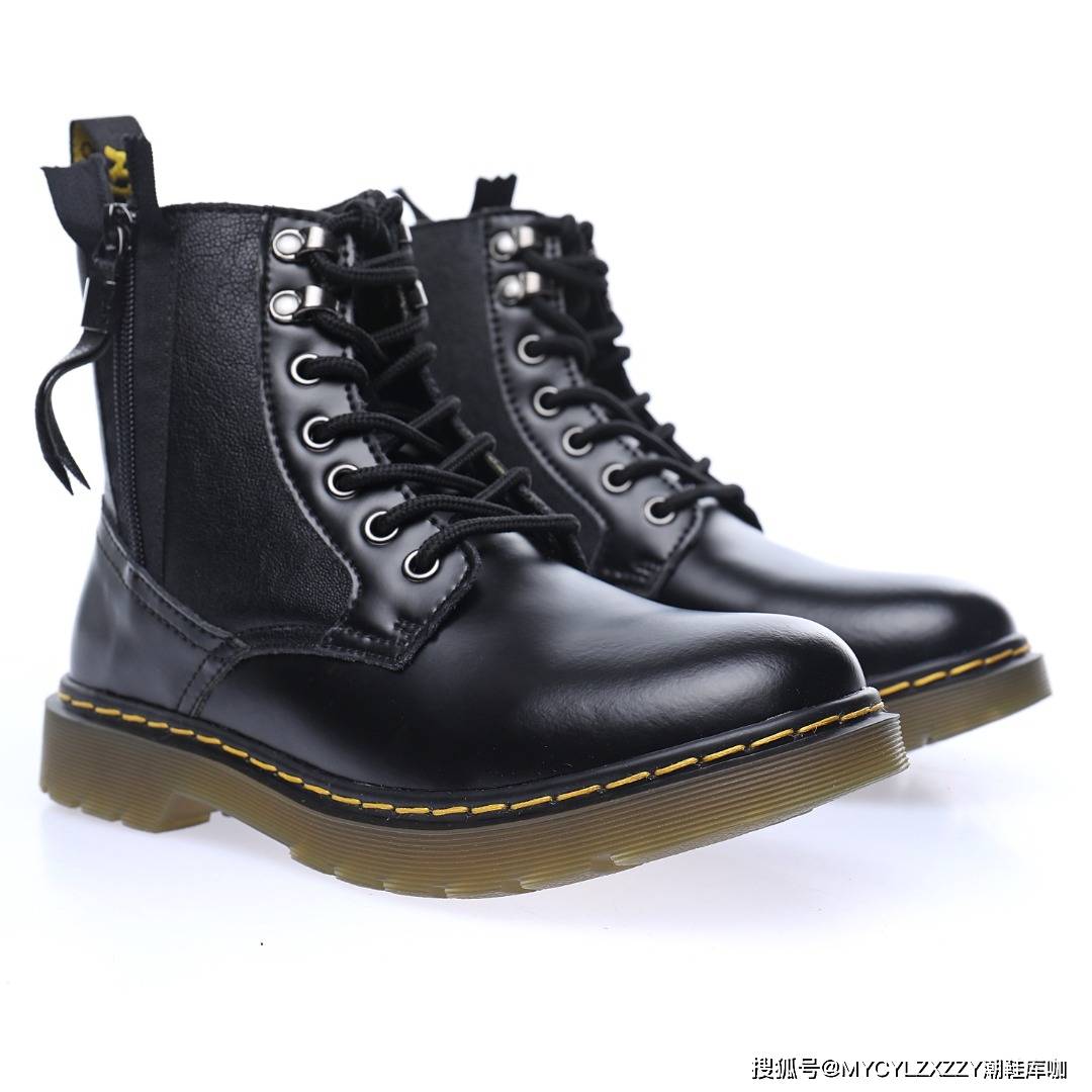 图标 马汀博士Dr. Martens Jadon Boots Zip1465 马丁靴硬皮黑侧拉链 J048235-06