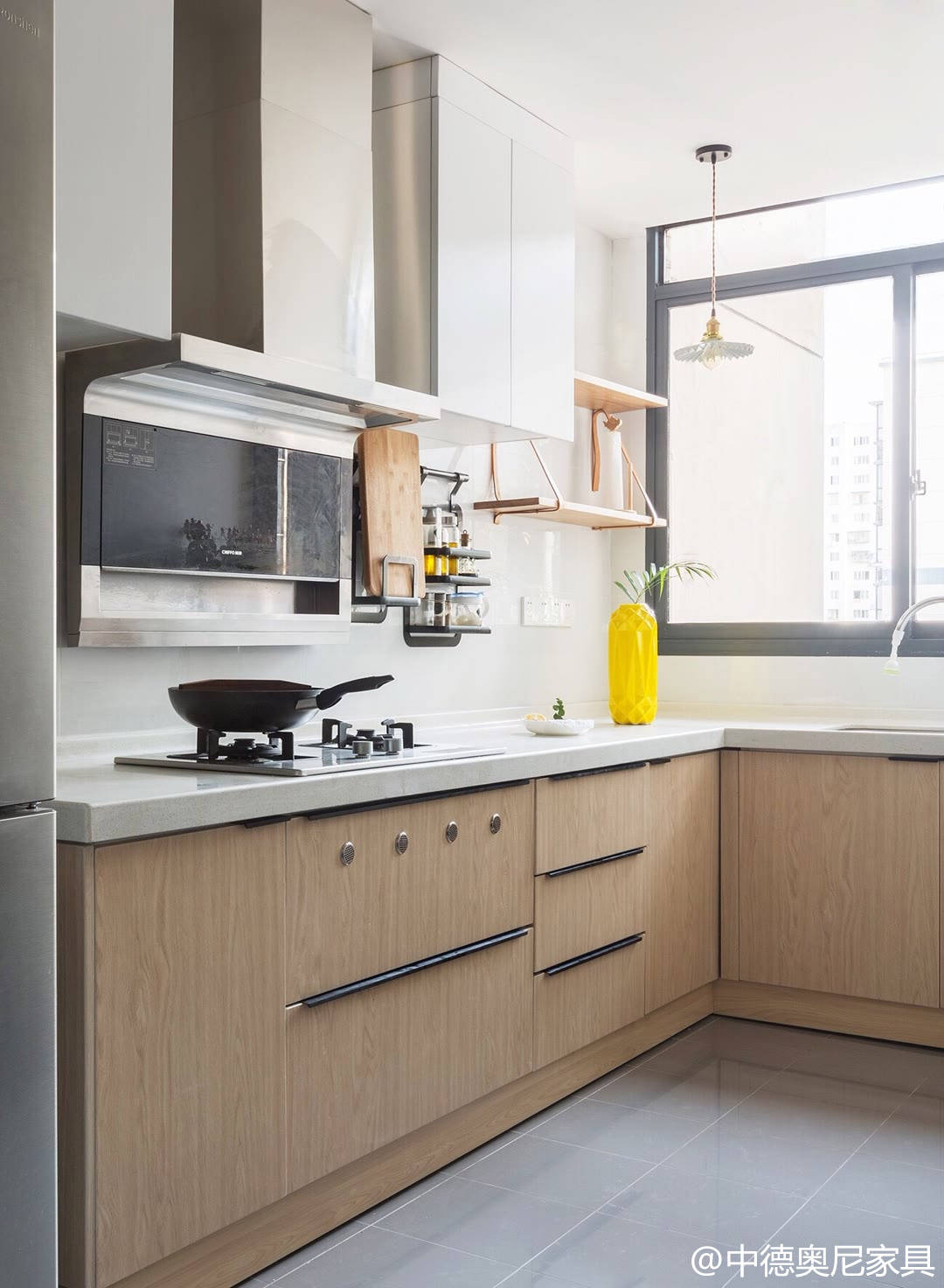 时尚现代厨房白色L型橱柜设计案例_齐家网装修效果图