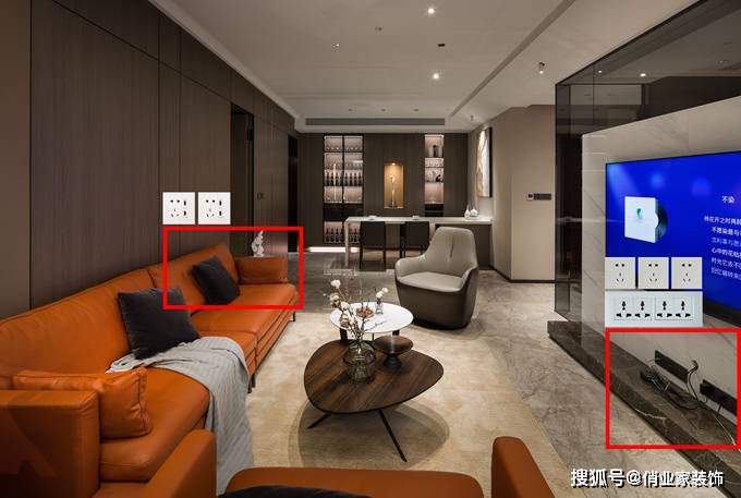 顶面也要预留电线和插座~插座:客厅插座主要分布在电视墙和沙发墙位置