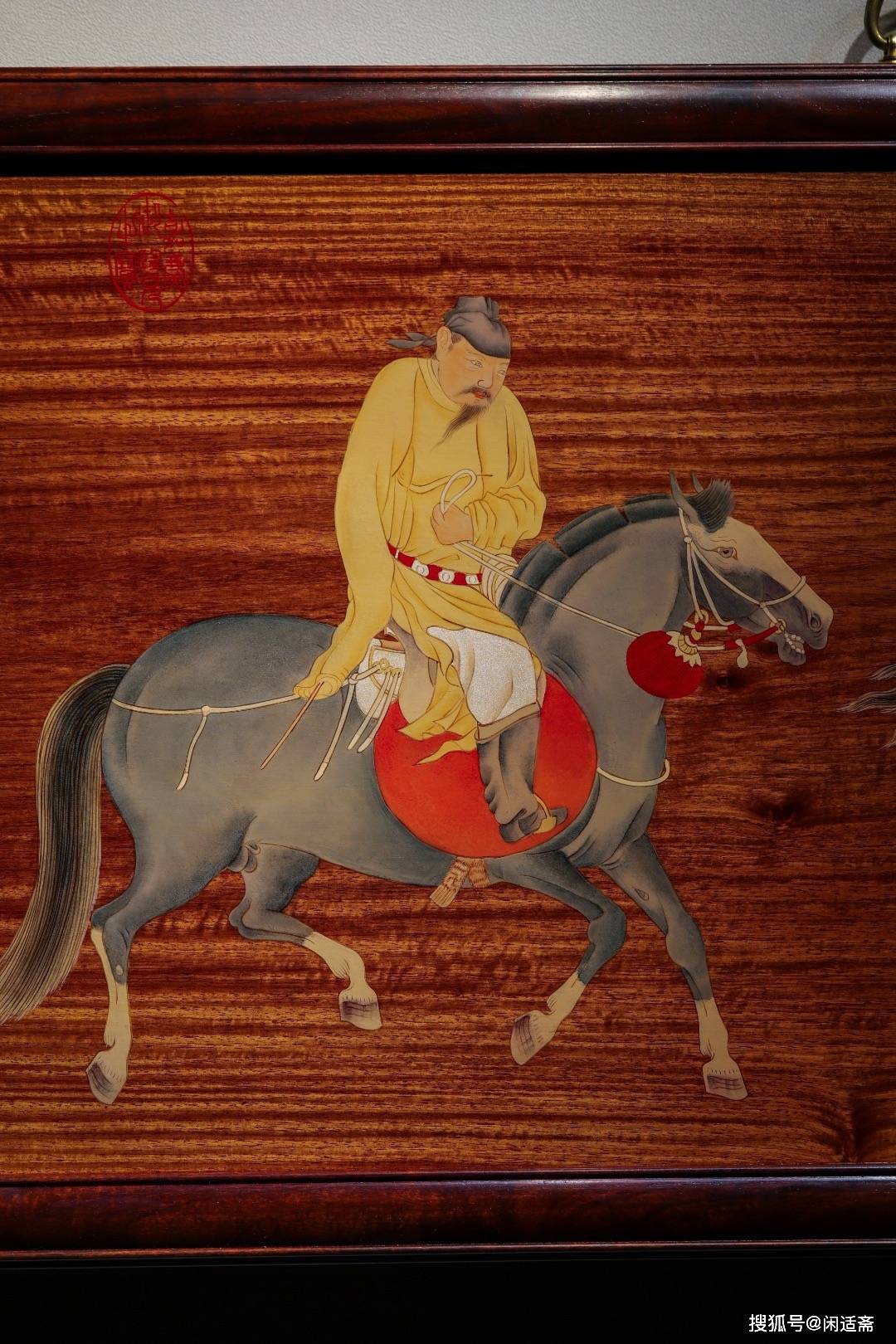 汲古涵今,五王醉归图,独板缅花漆画挂屏_唐玄宗_兄弟_李隆基