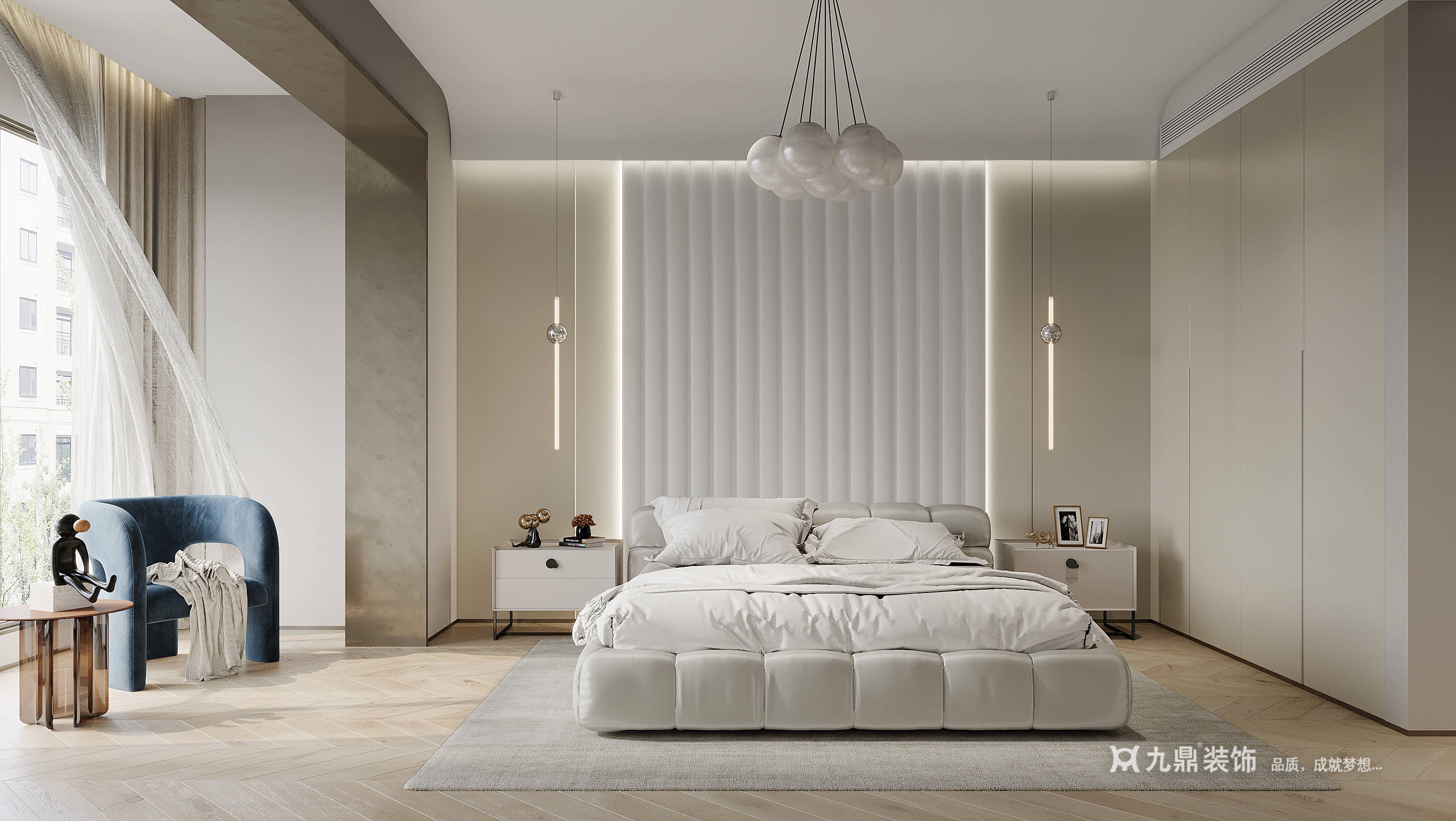 厦门-棕榈半岛大平层设计!轻奢浪漫 蓝色系的优雅,演绎质感居所