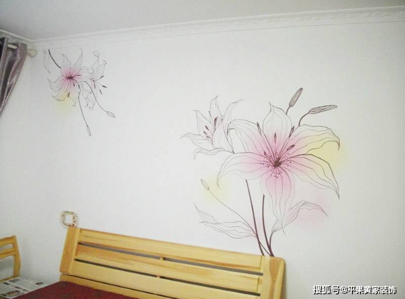 平果市卧室床头背景墙墙体彩绘手绘