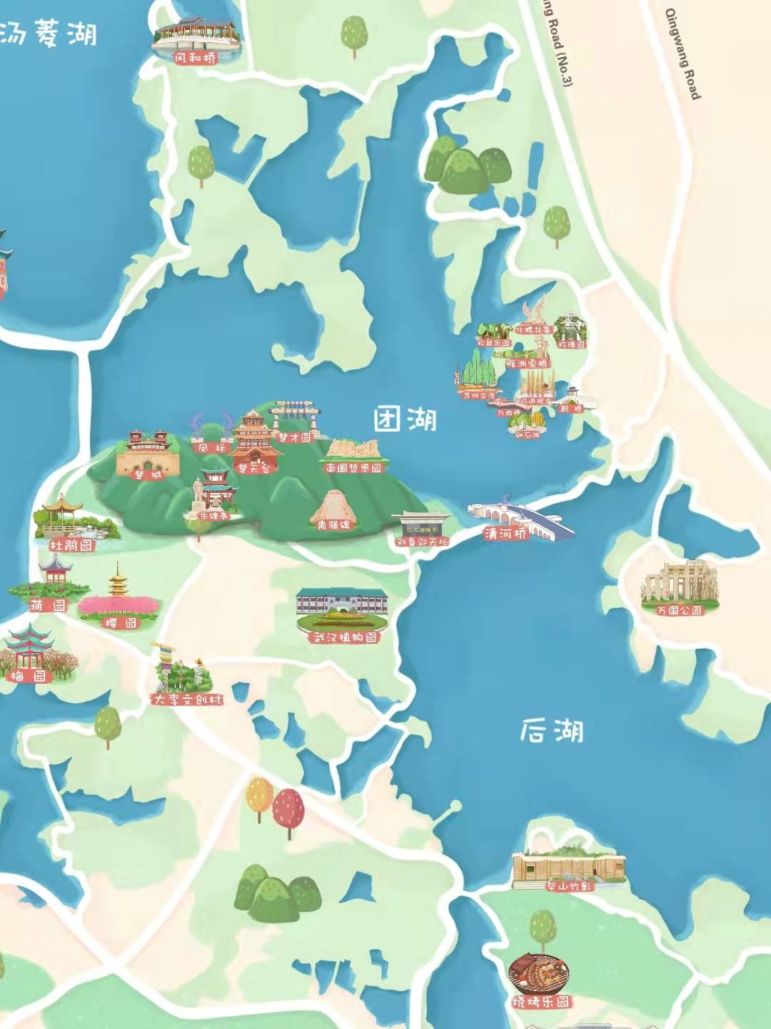 武汉东湖景点地图图片