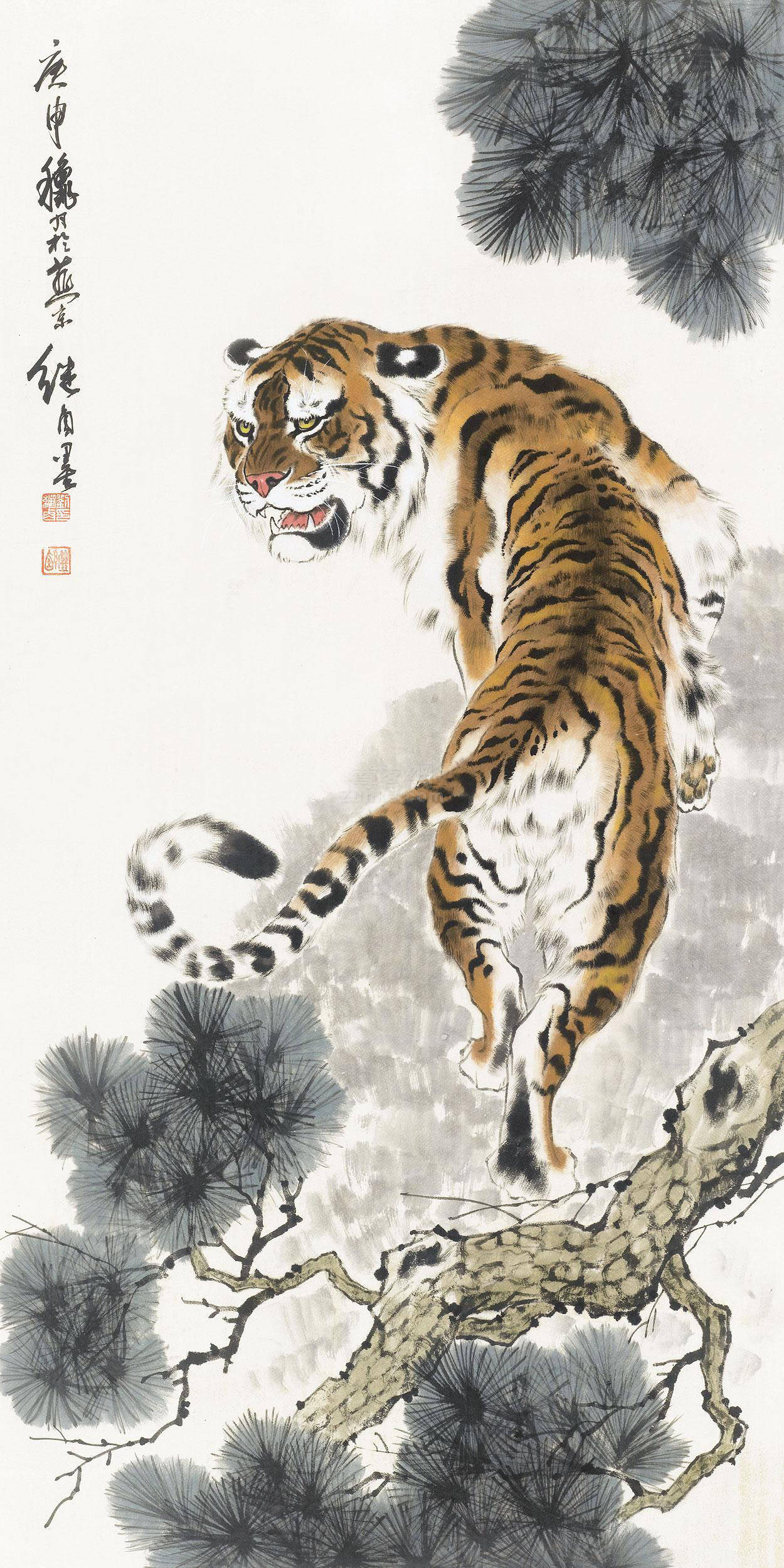 原创画虎圣手刘继卣大师风范