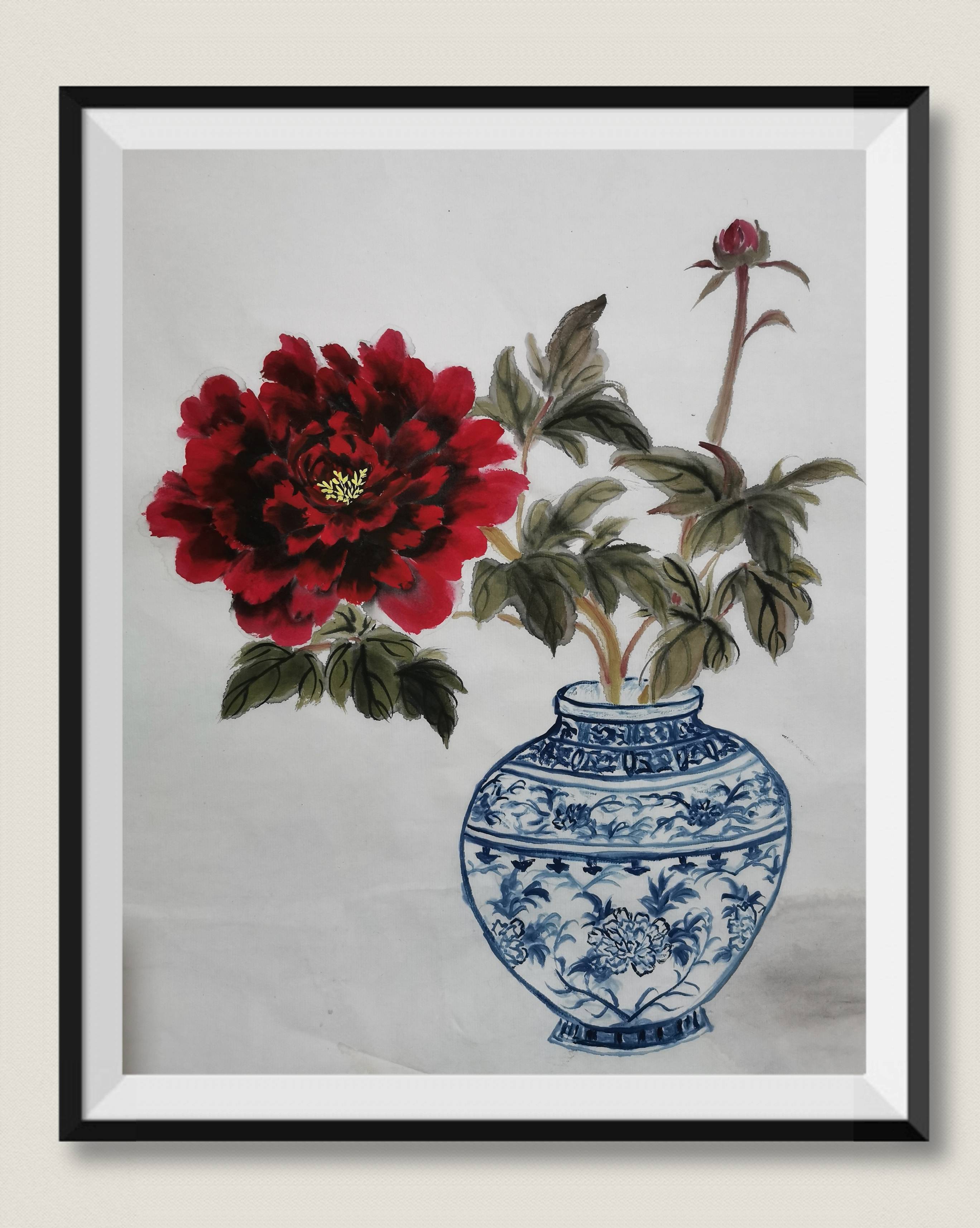 王美云国画小写意牡丹-搜狐大视野-搜狐新闻