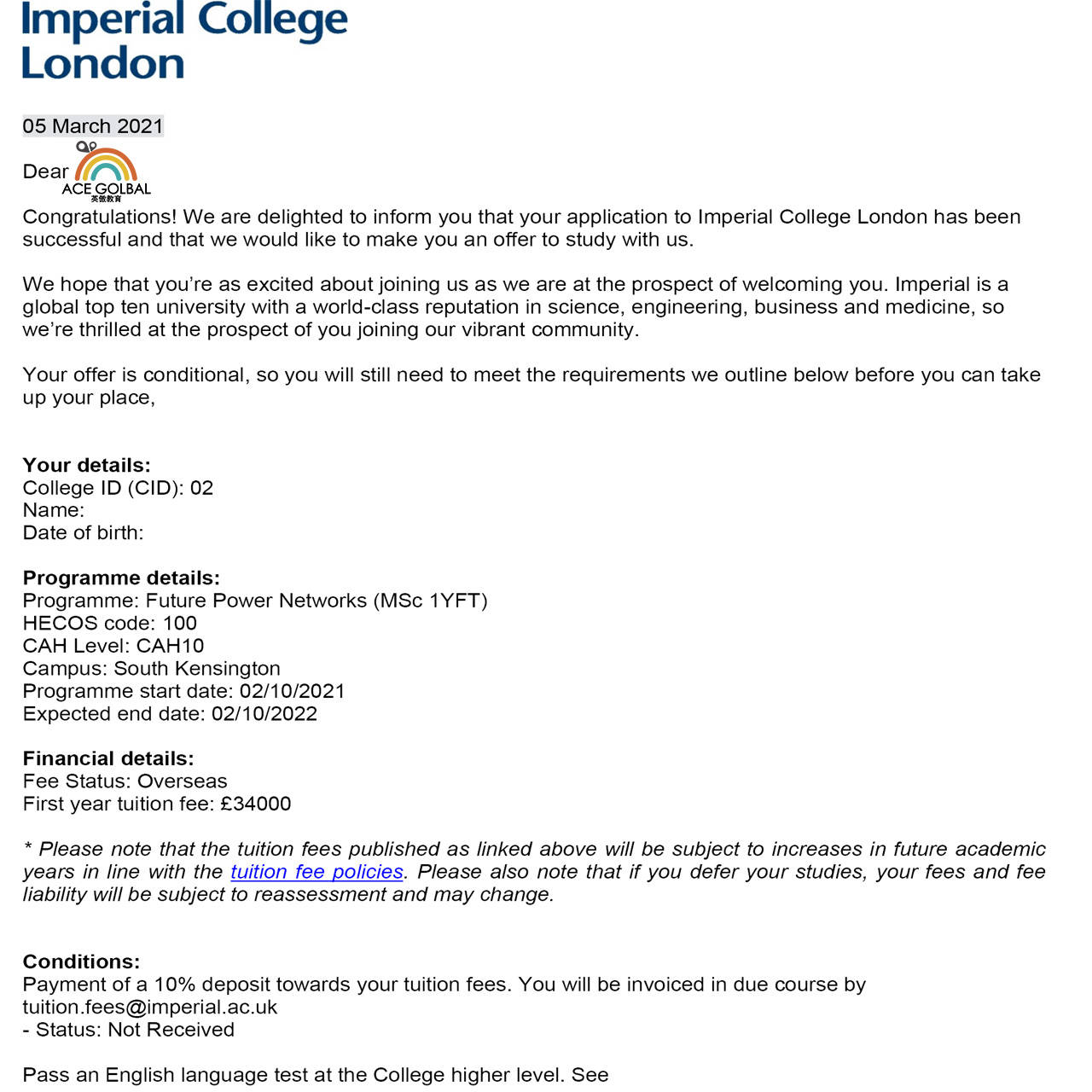 ic帝国理工学院offer解析理工科