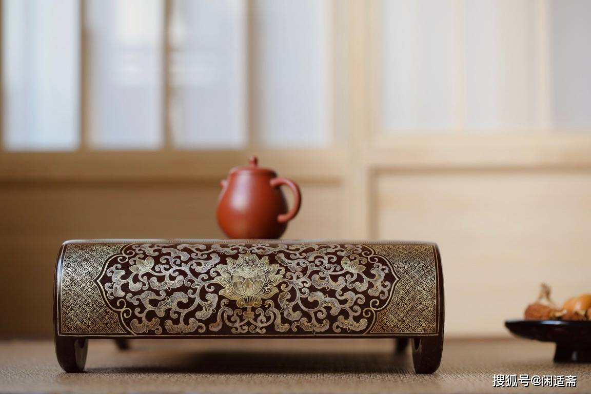 九零年代物件,大漆描金,山水香几_家具_漆器_工艺