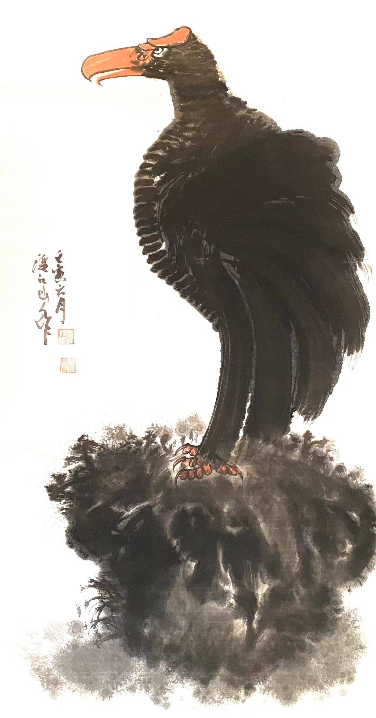 名家画鹰国画家朱祖国笔下的翰墨雄鹰