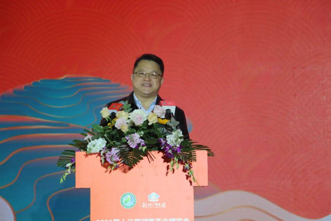 中共新化县委书记李铁雄向到场的来宾作 新化红茶推介中国工程院