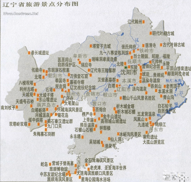 千山,昭陵,玉佛苑,本溪水洞,金石滩,虎滩乐园,鸭绿江大桥,辽宁省博物