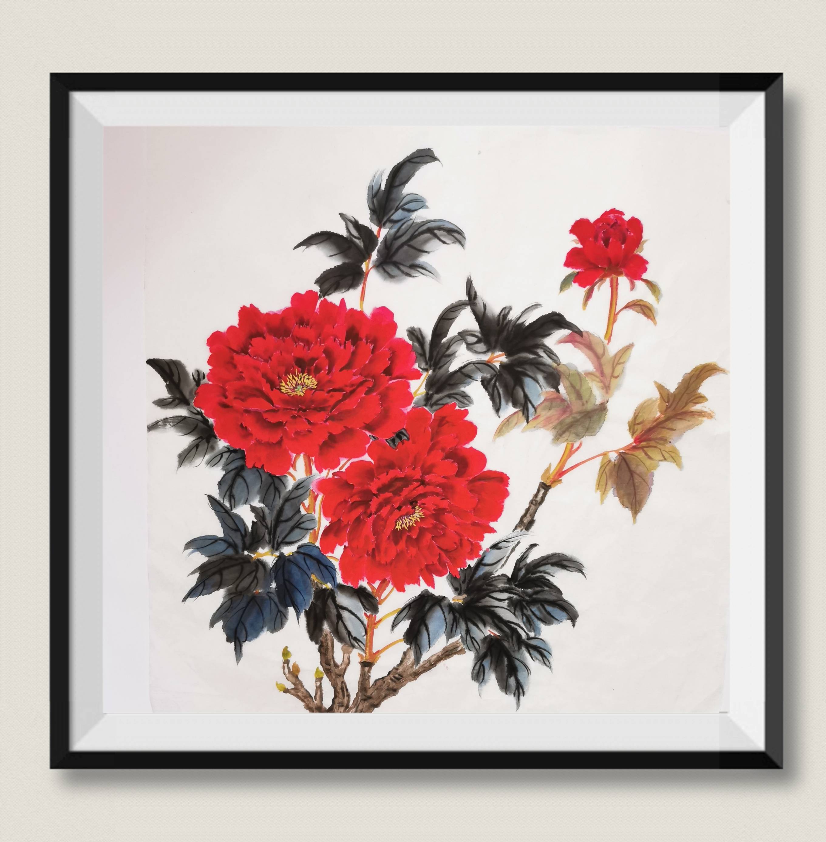国画牡丹-小写意花鸟画-搜狐大视野-搜狐新闻