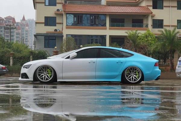 双拼色奥迪a7改装airbft空气悬挂案例