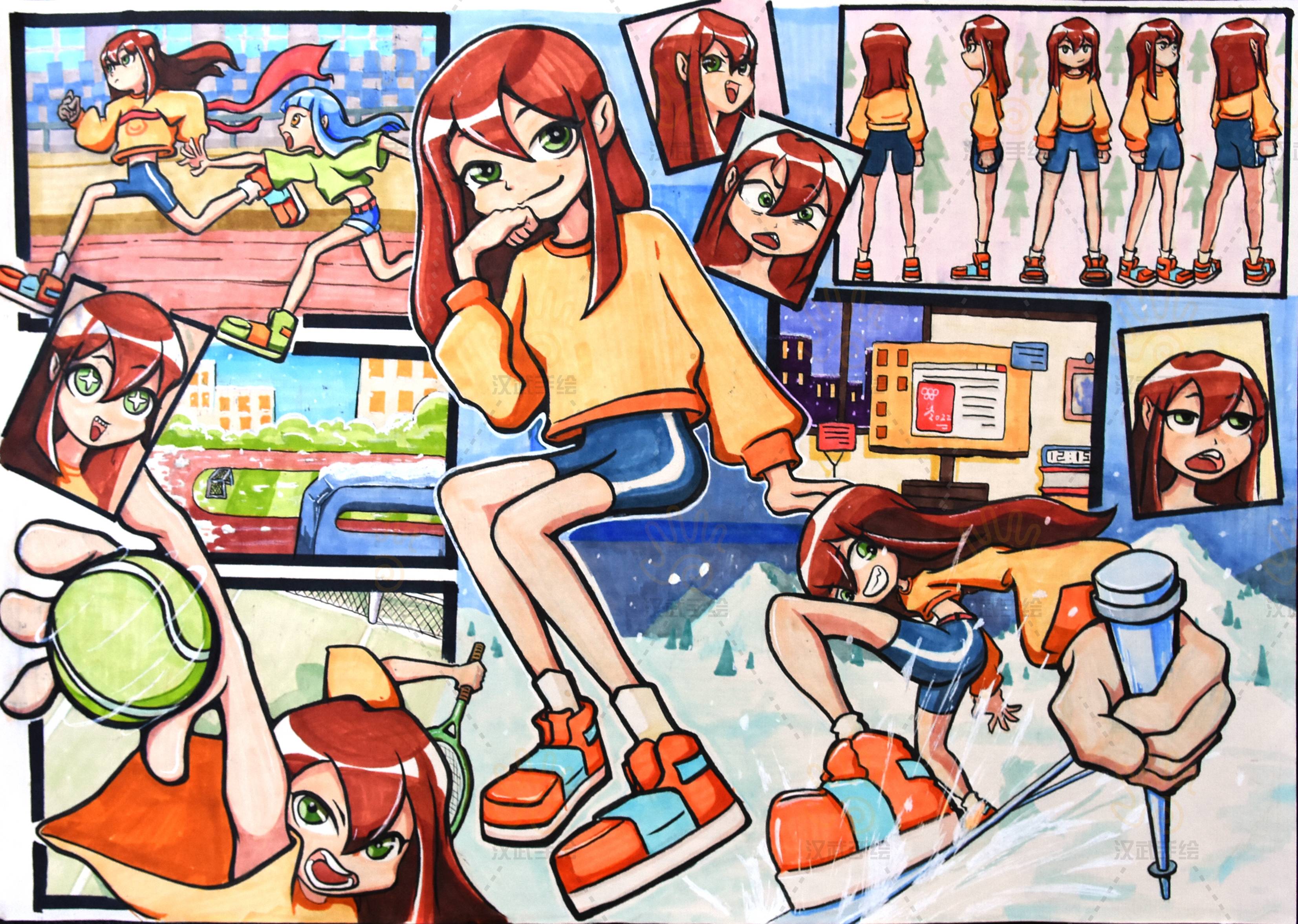 第03期丨武汉理工大学动画考研手绘快题高分试卷_画面_人物_冬奥会