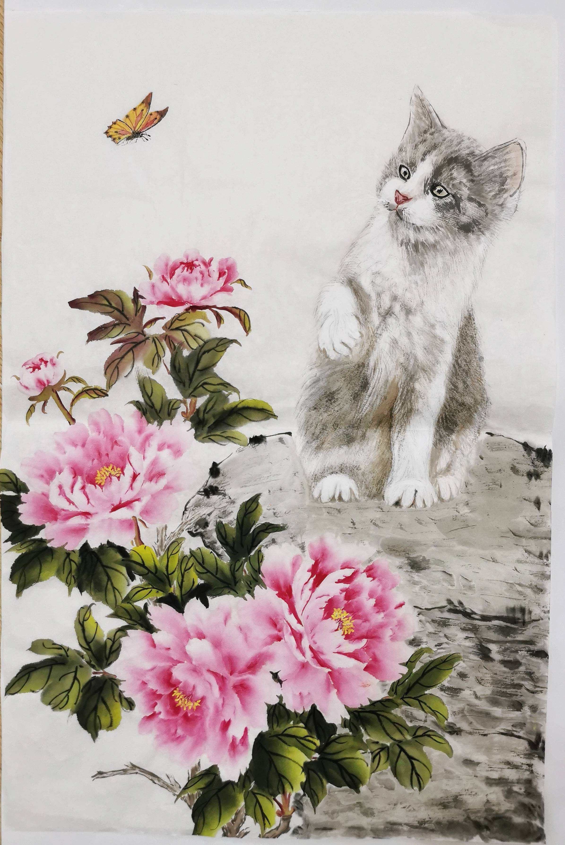 国画牡丹-小写意花鸟画（耄耋富贵图）-搜狐大视野-搜狐新闻