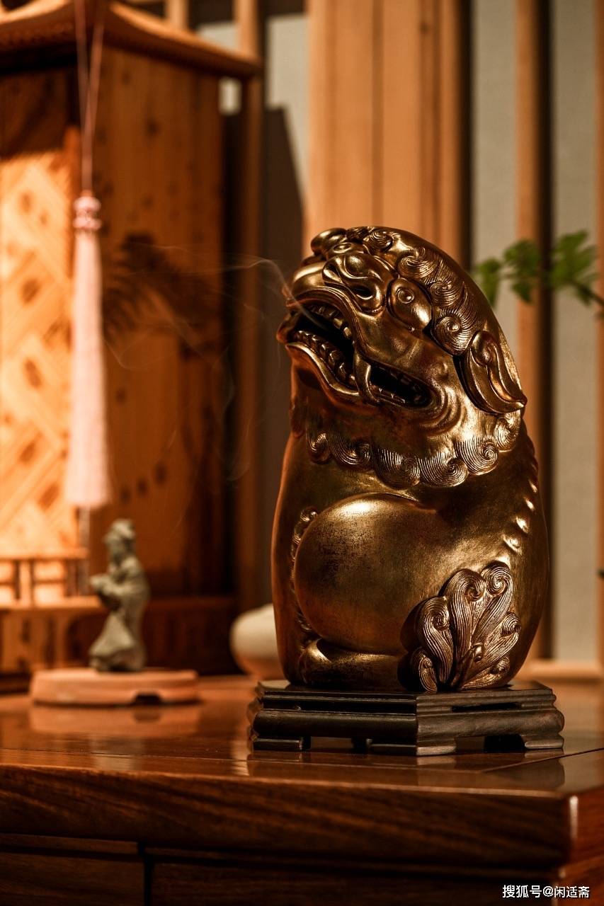 妙臻化境,髹金仿古狻猊,文玩清赏摆件_造型_自然_尚其