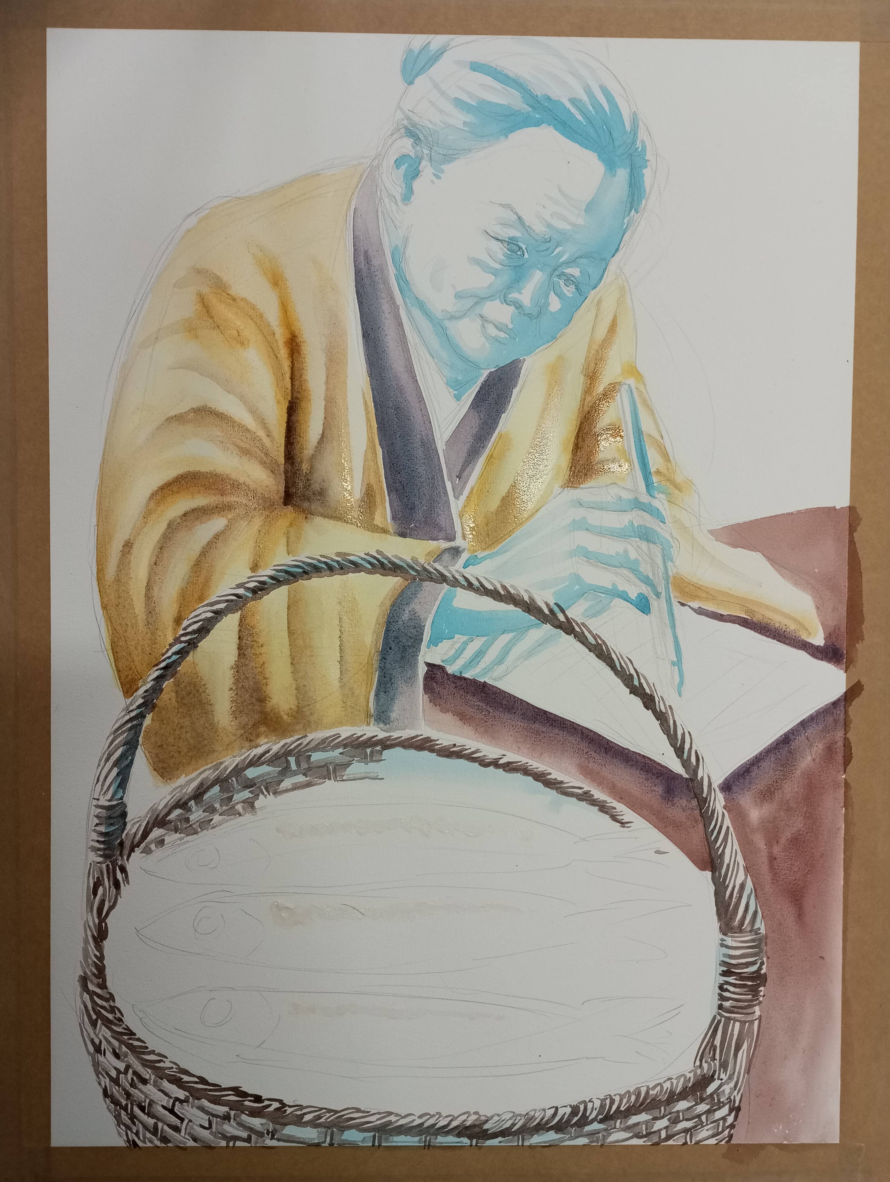 东兴市第一小学李如锋老师《陶母退鱼》创作步骤_涂满_对比_细节