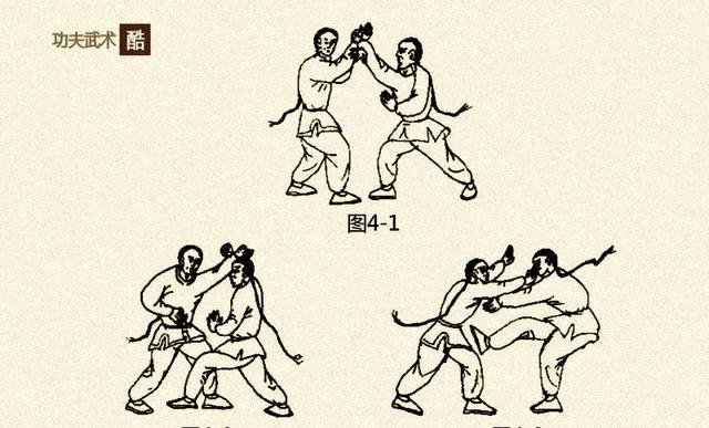 五,格臂顶头撞胸我方左脚在前站立;敌方向前上右步,以右直拳击打我