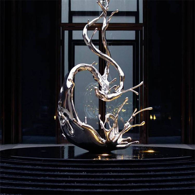 不锈钢浪花大型抽象艺术雕塑户外公园房地产景观摆件_水浪_镜面_大海