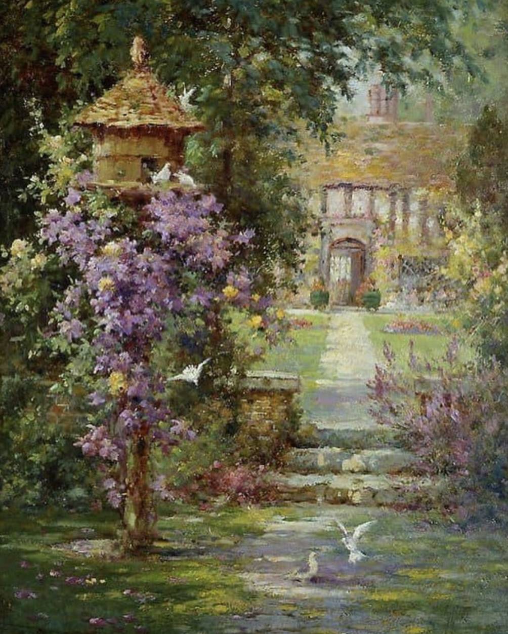 花海——油画风景_海花_水流_风情