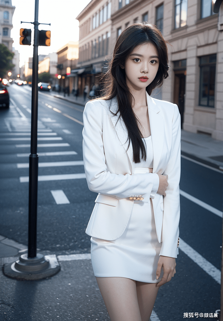 高清美女壁纸:白色西装短裙,职业装美人_气质_身材_双腿