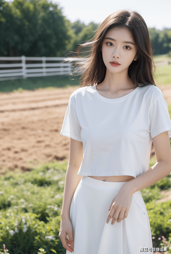 美女壁纸:白色t恤短裙,农家小院的清新女神_身材_双腿_皮肤