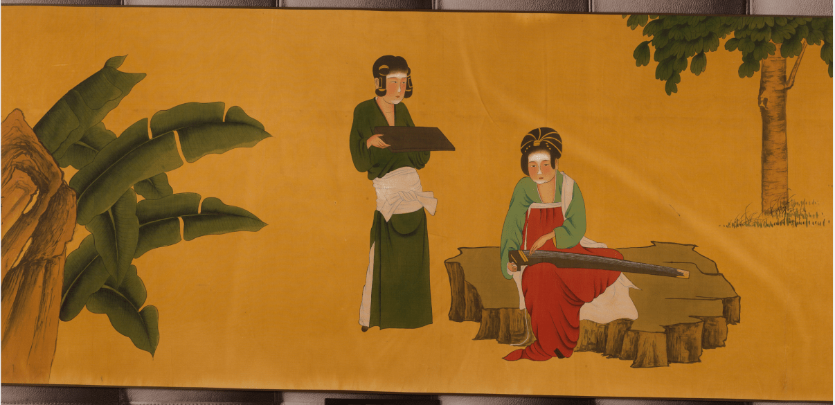 明代仇英芭蕉仕女图卷令人陶醉的画意之中