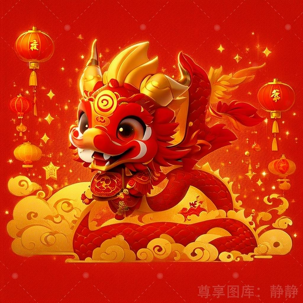 新年头像 2024龙年ai喜庆龙宝宝新年头像 太可爱了!_寓意_好运_福气