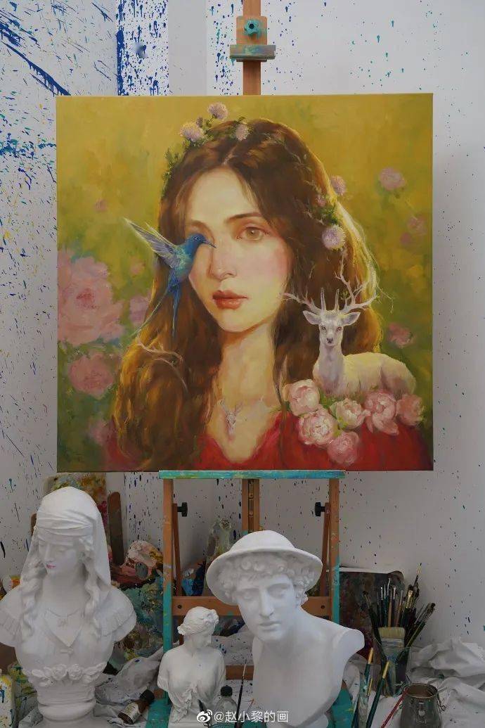 作品的网友画中的美人就是她本人还有些带着一丝丝现代艺术的味道古典