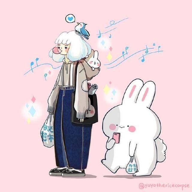 少女与萌宠,好可爱的画风