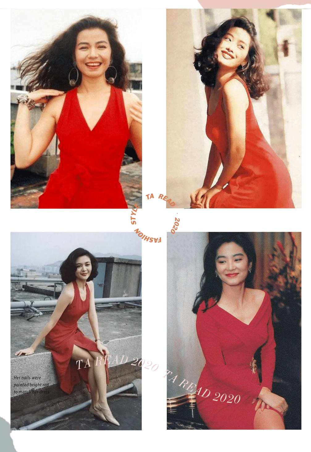 特别是港式复古风浓浓的红裙,试问那个年代的香港女星,谁没有一袭