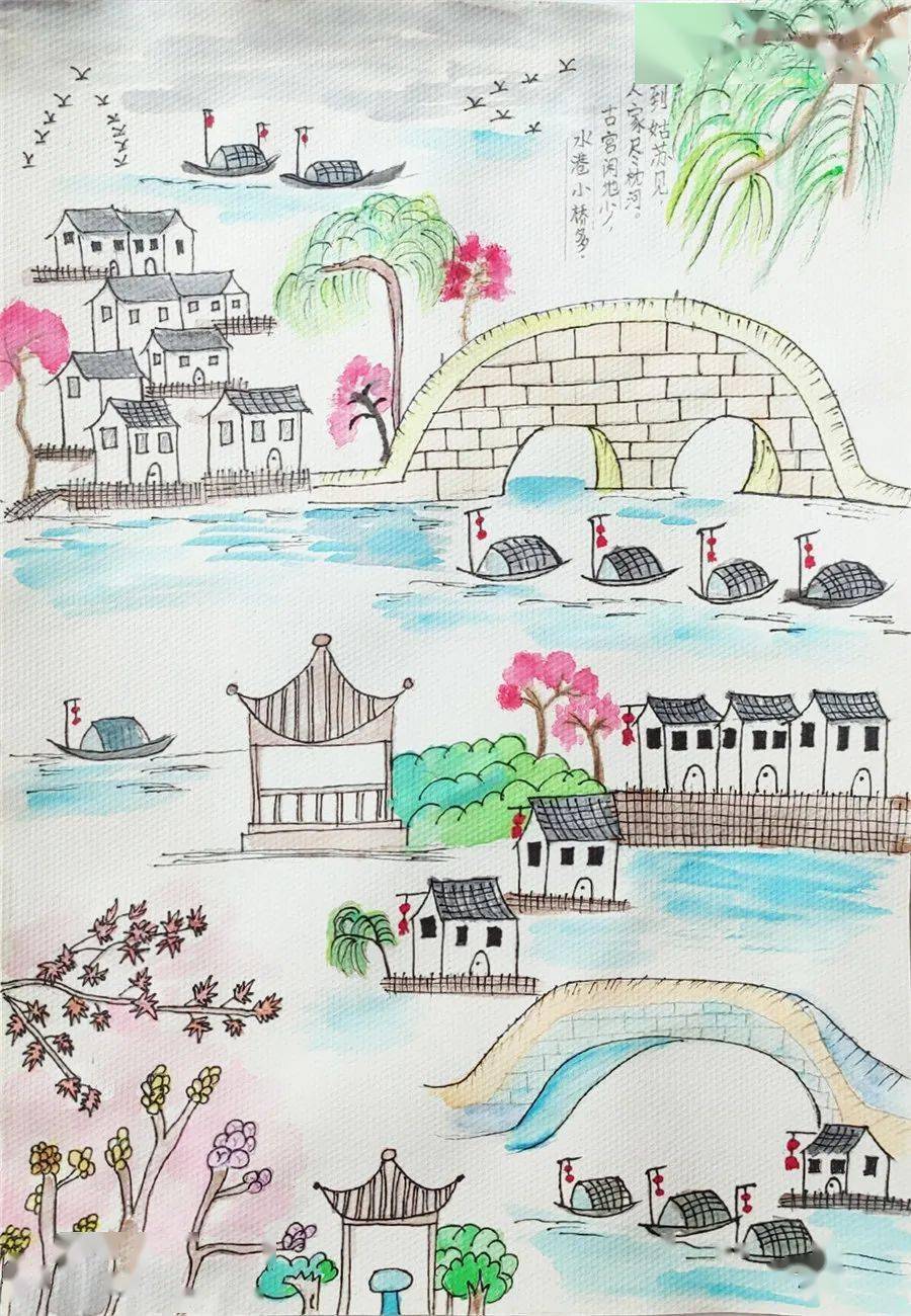 画镇江的风景小报图片