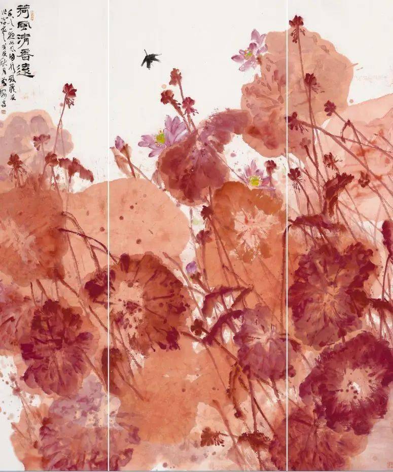 苏茂繁《荷风清香远》中国画 240×200cm 2018年屠潇《哀牢山·歌盛世