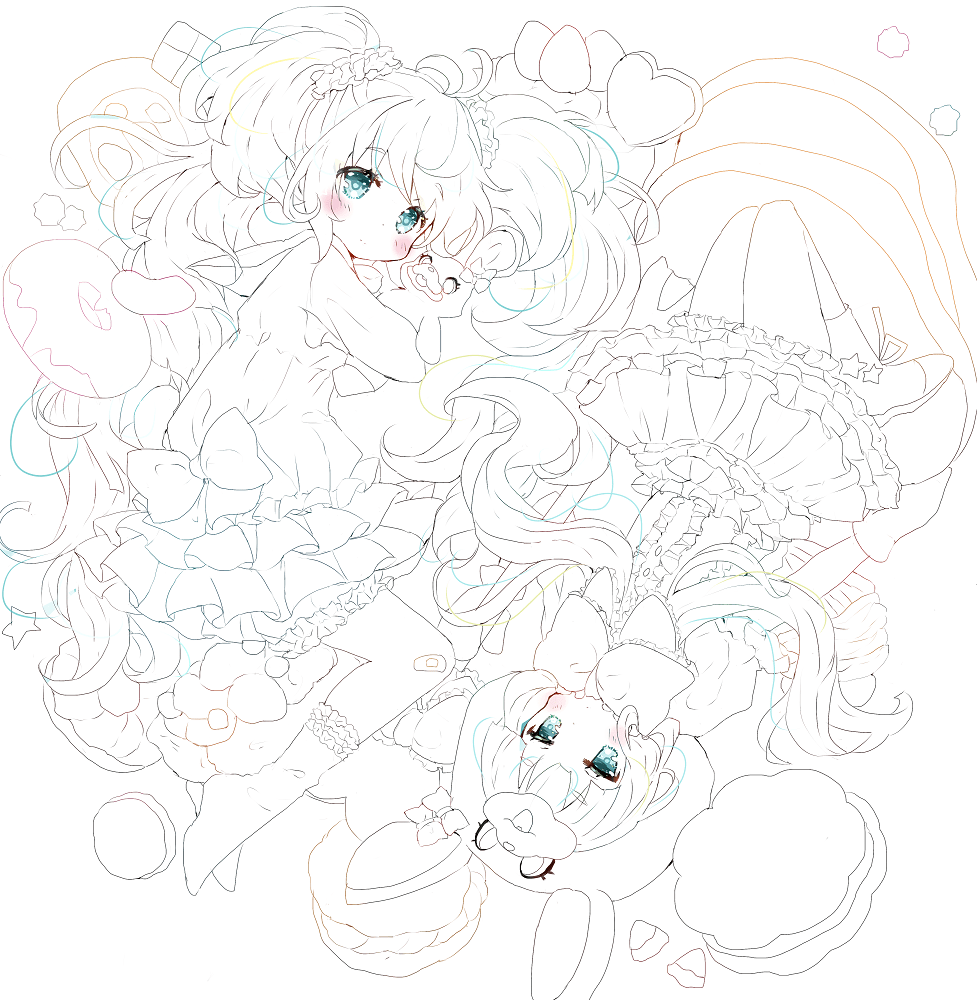 绘画素材分享 | 线稿分享第2期——新手练习·动漫萝莉风少女线稿84p