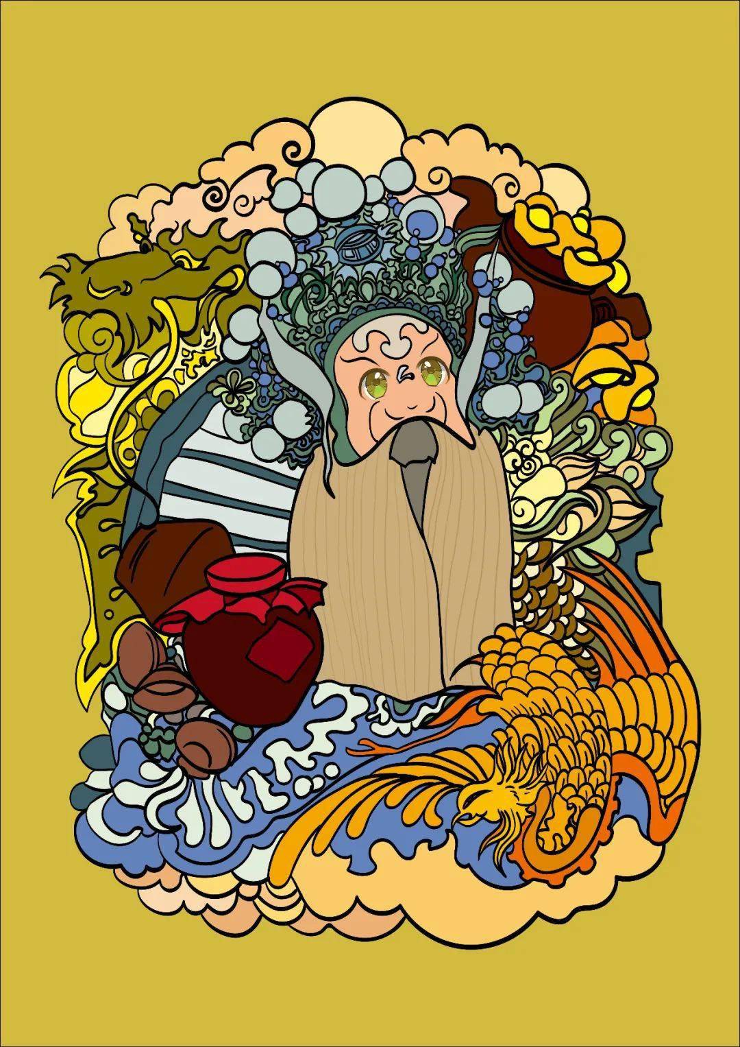 这是一套"京音"国潮主题的插画设计,主要体现了传统与现代的结合,是对