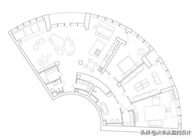 200㎡ 扇形布局,打破传统公区划分,这样分区超实用