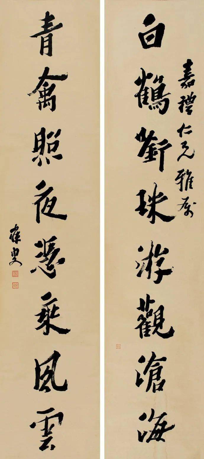 楹帖撷珍|沈曾植 楷书《白鹤》八言联