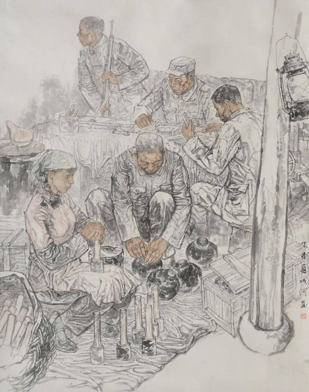 《胶东战役之战略形势图》国画王大力《崆峒岛海战》国画王永国《任常