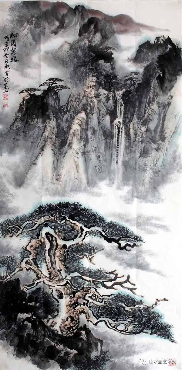 艺海拾贝山水画家刘东方作品系列网展望峰听泉