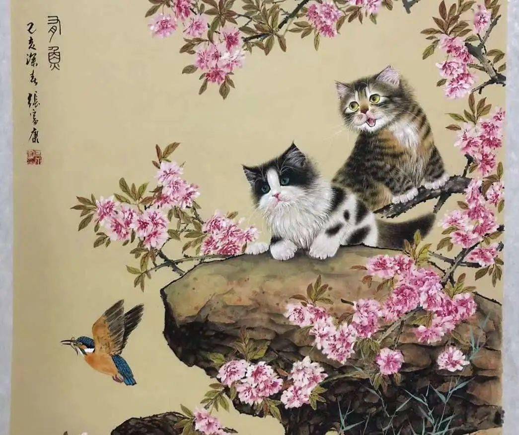 新泾田野云课堂开课啦绘画课学画工笔猫第六集