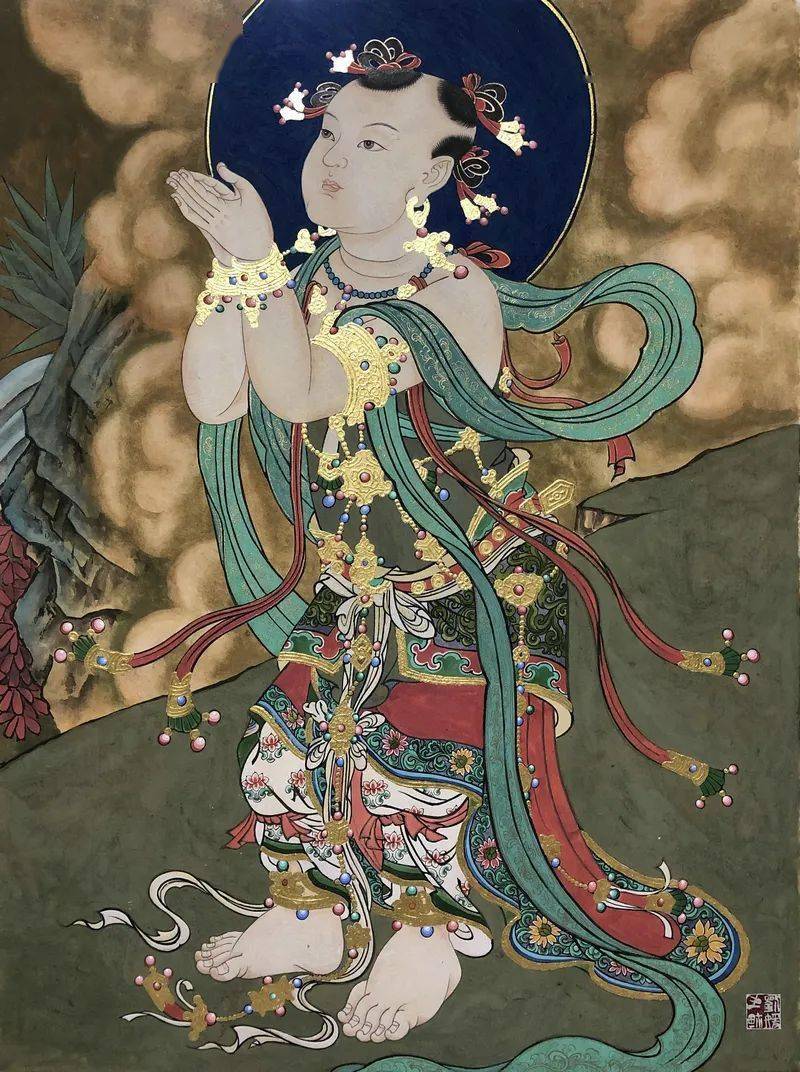 《文殊菩萨》《普贤菩萨》刘媛作品欣赏青岛大众艺术研究院常务副院长