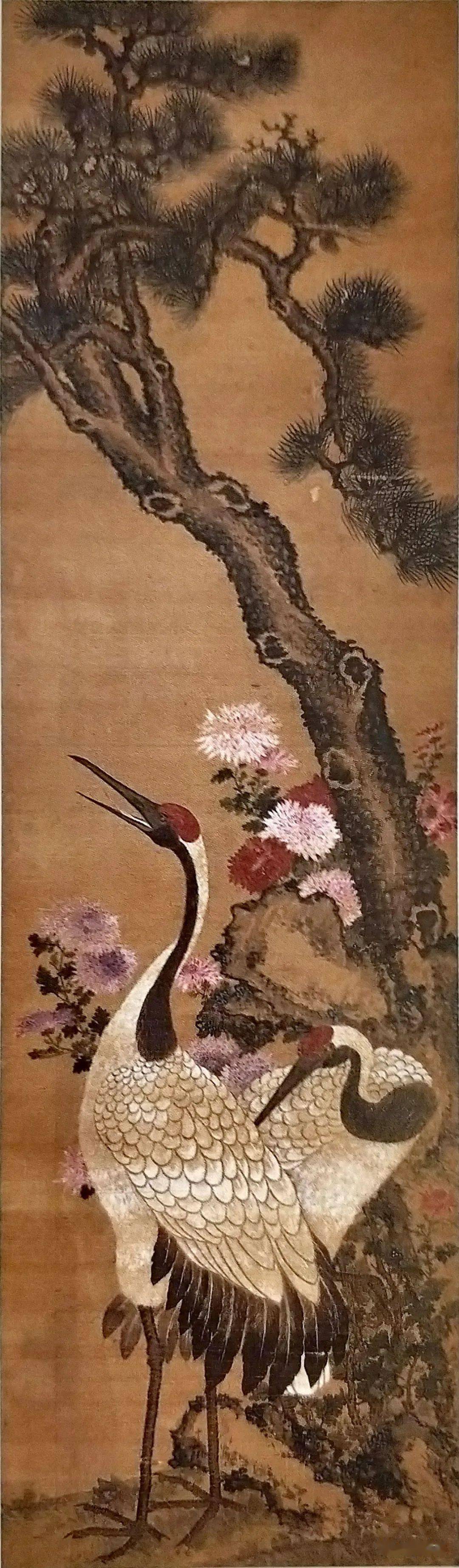 立轴 设色绢本佚名 寿石花卉鉴藏印:乾隆御览之宝,三希堂精鉴玺,宜