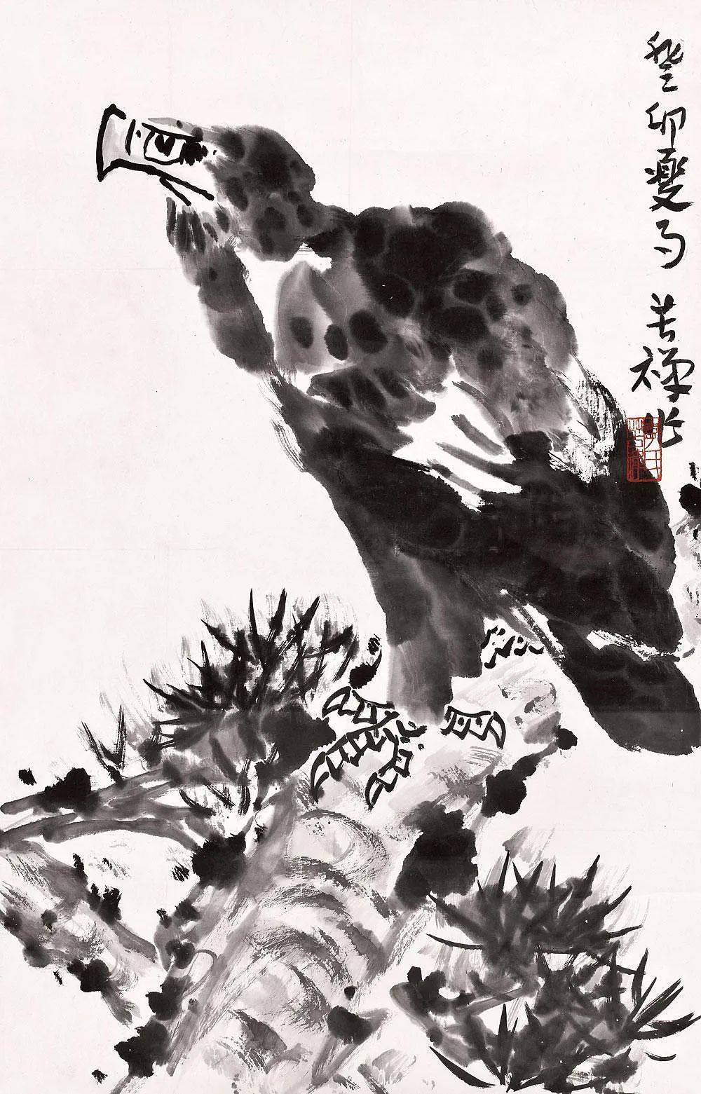 齐白石的鹰4亿,为何无法超越李苦禅的鹰!_国画