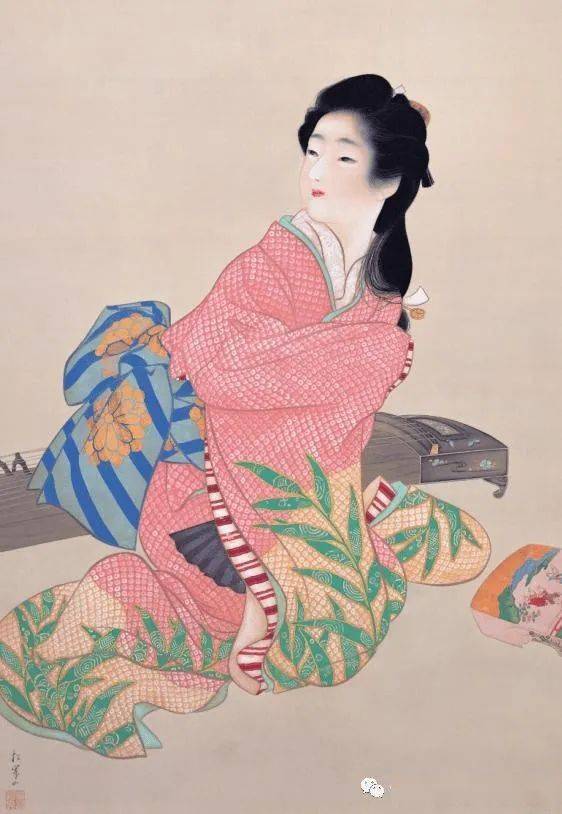 1948年成为日本文化勋章的第一位女性获得者,她的儿子上村松篁(uemura