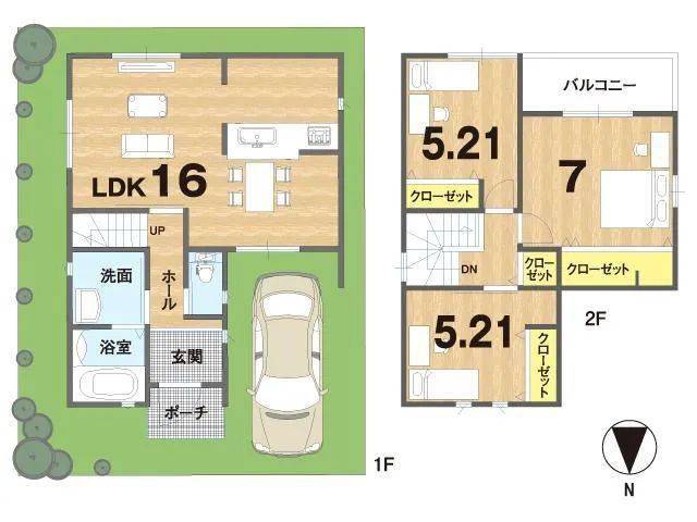 地铁站鞍马口附近新建带车库一户建售价229万人民币