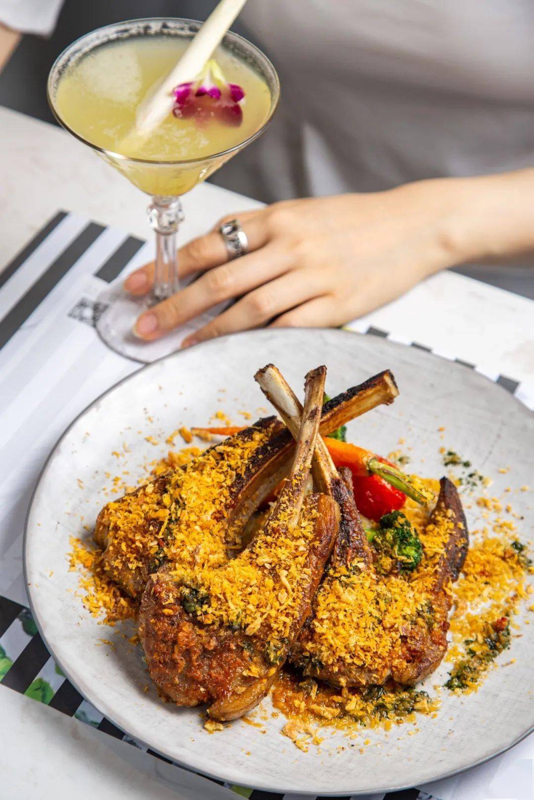 baked lamb chop in chilli garlic served