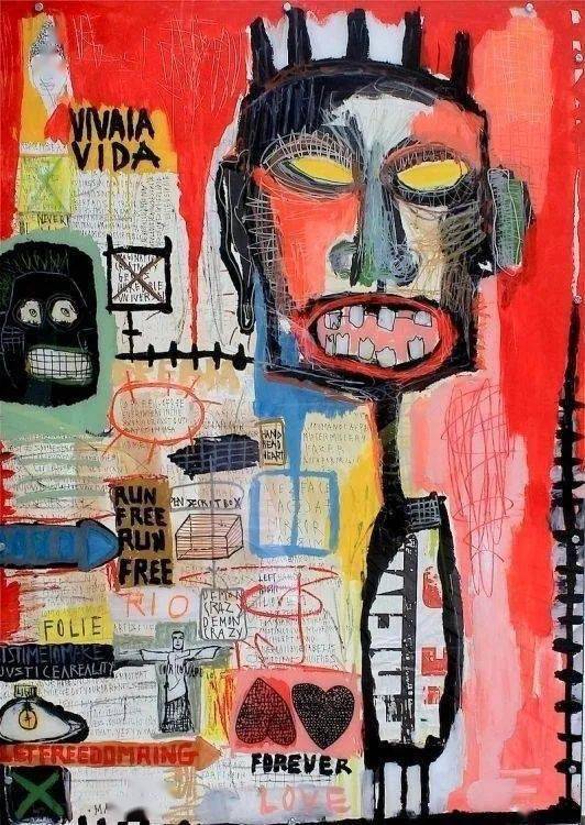 涂鸦艺术家jeanmichelbasquiat如果靠在门上那么自由就会变成可能