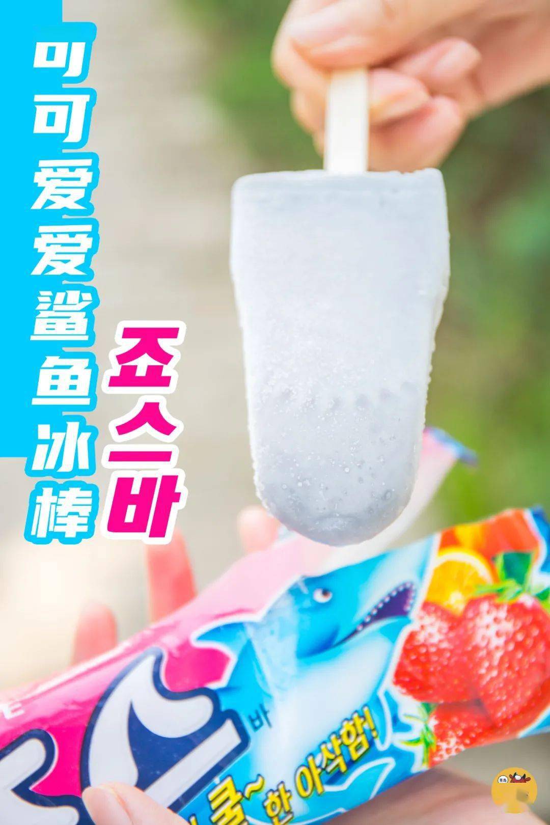 外形酷似鲨鱼的棒冰是果汁口感,甜度刚刚好,一入口就觉得无比清凉