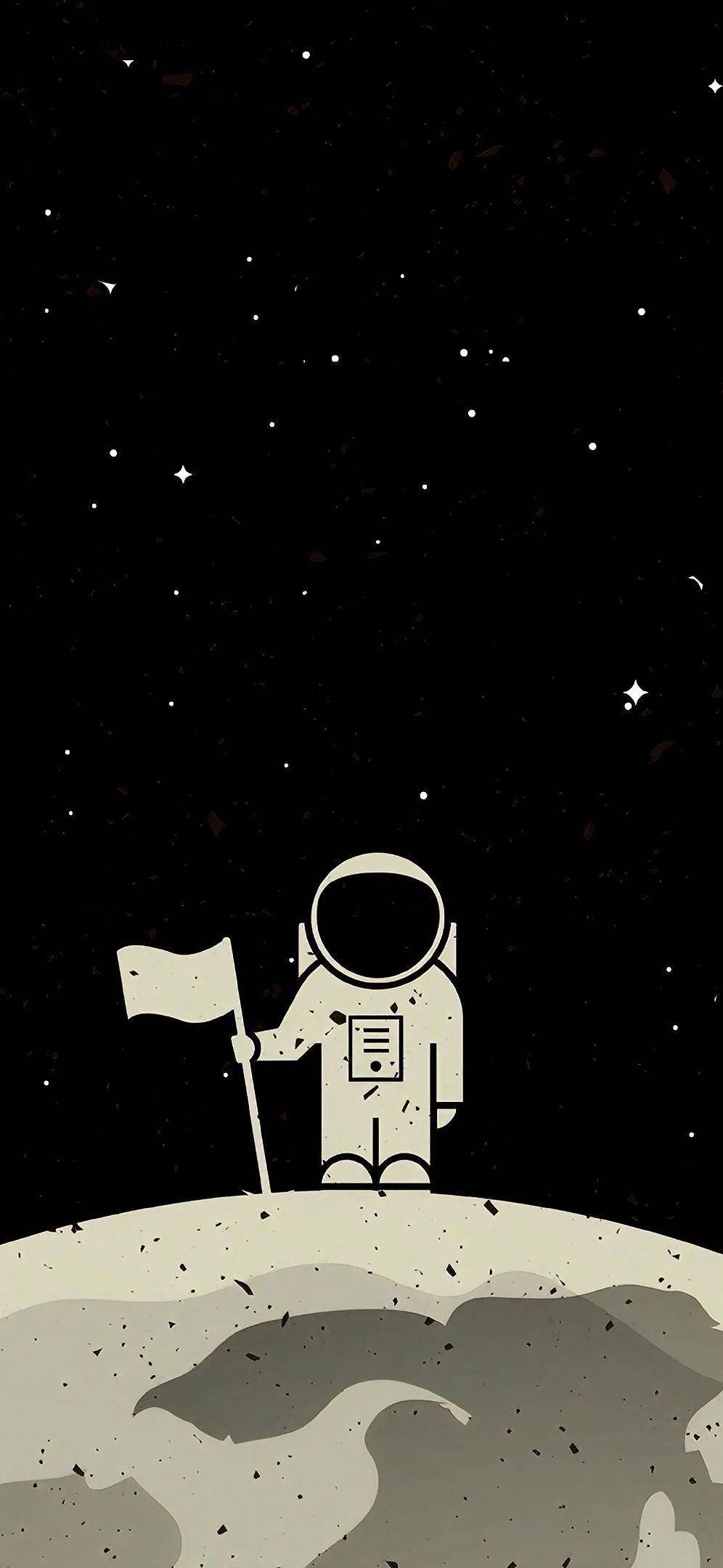 太空人壁纸可爱黑色图片