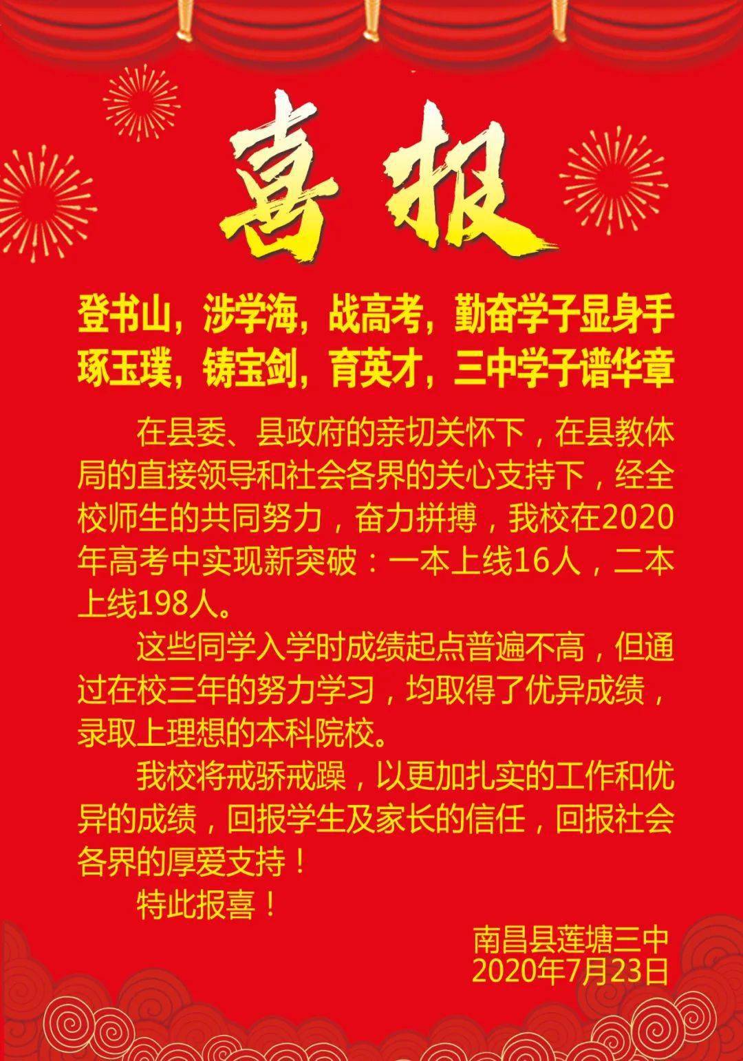 莲塘三中喜报2021图片