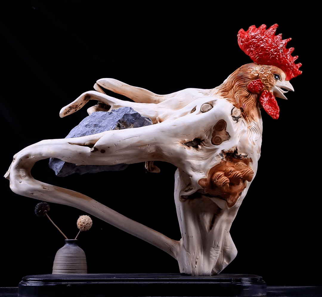 "树根"与"石头"自然结合,也能形成艺术品?_木雕